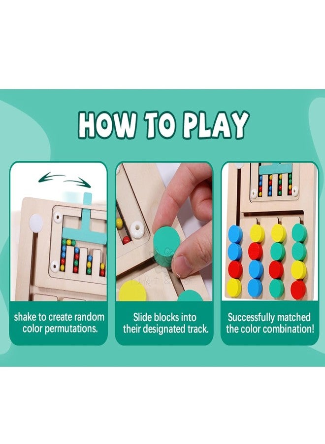 Little Mind Wooden Color Sorter 4X Maze Learning Colour and Pattern Matching Montessori Slide Puzzle Game for Kids, Multicolor 3+ (4 Sorter) - Image 2